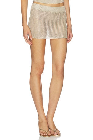 LIONESS Sunset Mini Skirt in Metallic Gold. Size XXS. Also