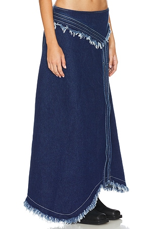 LIONESS Mademe Denim Skirt in Denim-Dark