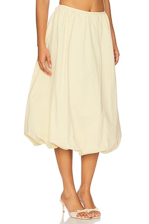 LIONESS Intuition Bubble Midi Skirt in Lemon