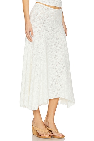 LIONESS Tidal Midi Skirt in White