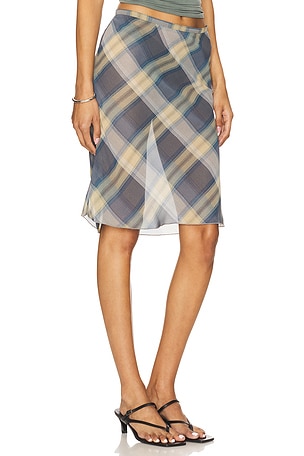 LIONESS Shoreline Midi Skirt in Blue