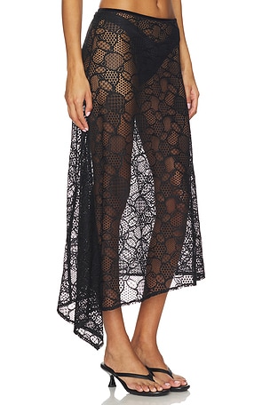 LIONESS Fleur Midi Skirt in Black