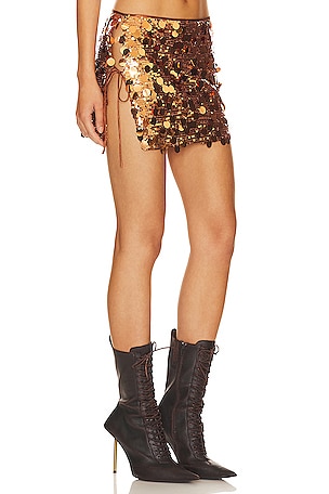 LIONESS Night Rider Mini Skirt in Metallic Bronze