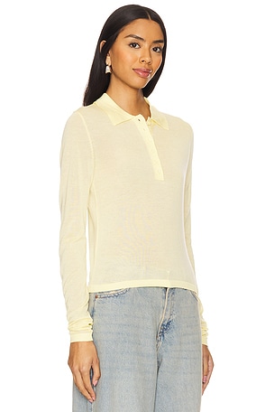 LIONESS Black Swan Polo Top in Lemon