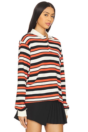 LIONESS Leisure Long Sleeve Polo in Red
