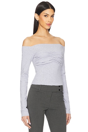 LIONESS Lulu Off The Shoulder Top in Light Grey