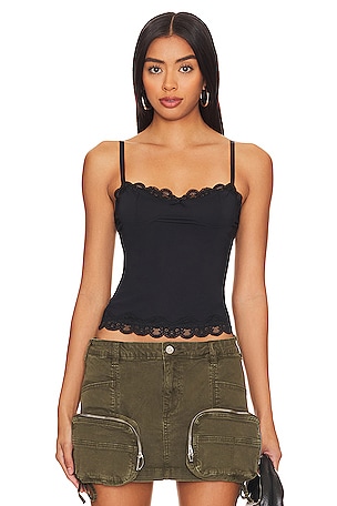 BCBGeneration Lace Trim Tank in Black