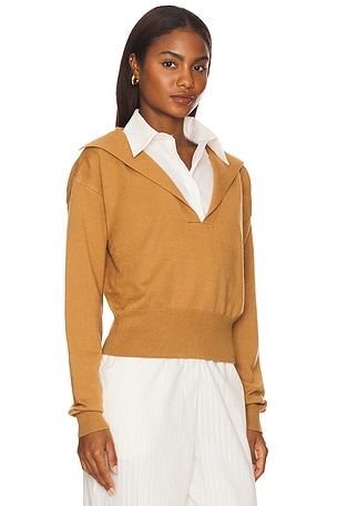 LIONESS Racquet Club Knit Polo in Tan