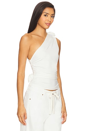 LIONESS Rendezvous One Shoulder Top in Ivory. Size XXS. Also
