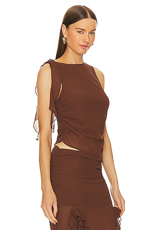 LIONESS Rendezvous Top in Chocolate. Size XL. Also