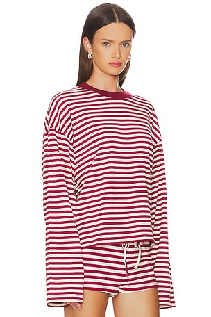 LIONESS Bloom Long Sleeve Top in Wine