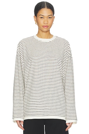 LIONESS Cheri Long Sleeve Top in Cream,Black