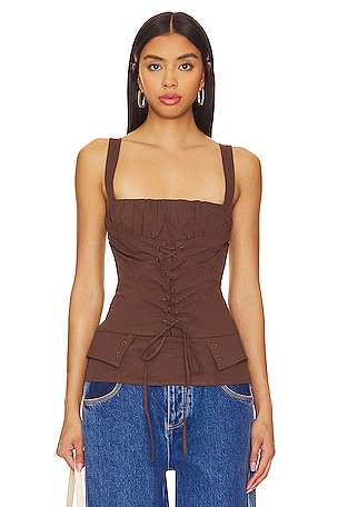 Beyond Yoga Square Neck Top in Cocoa Brown Heather