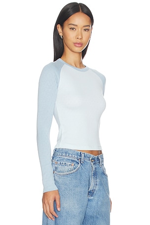 LIONESS Bronx Long Sleeve Top in Baby Blue