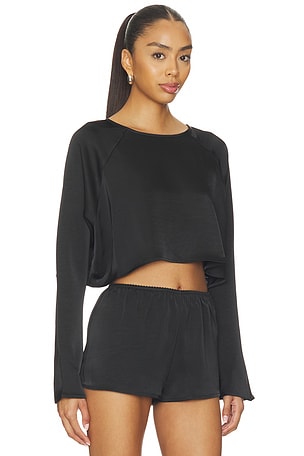 LIONESS Gloss Long Sleeve Top in Black