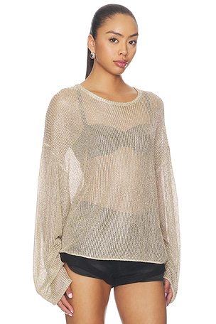 LIONESS Bloom Long Sleeve Top in Metallic Gold