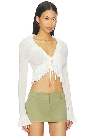LIONESS Venice Long Sleeve Top in White