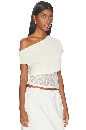 LIONESS Etoile Off Shoulder Top in Cream. Size XXS. Also