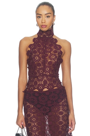 Trophy Lace Halter Top LIONESS