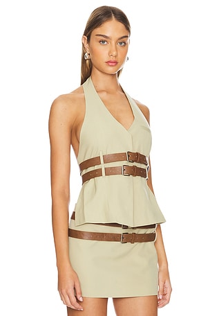LIONESS Ethereal Buckle Top in Beige