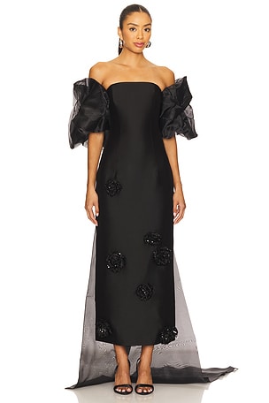 Zayna Embellished Maxi Dress & Cape Set LEO LIN