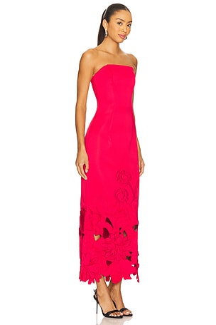 LEO LIN Zayna Applique Bustier Maxi Dress in Red