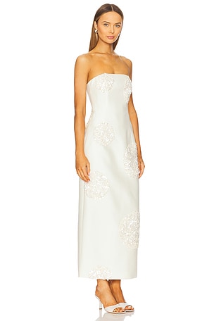 LEO LIN Rayna Embellished Bustier Maxi Dress in Cream