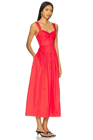 La Ligne Solid Poplin Dress in Red