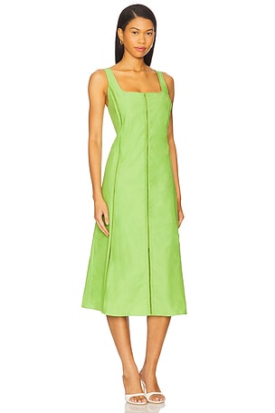 La Ligne Tealength Dress With Trim Detailing in Green