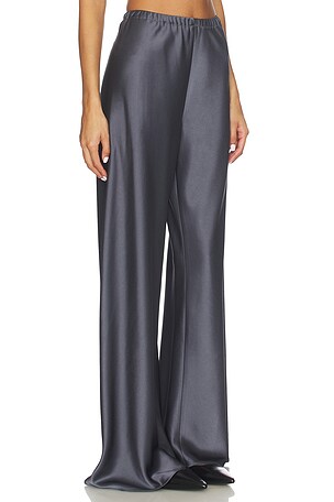 La Ligne Double Faced Satin Colby Pant in Charcoal