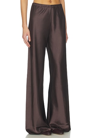 La Ligne Double Faced Satin Colby Pant in Chocolate