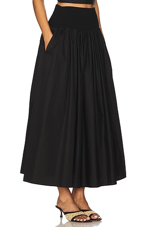 La Ligne Knit Yoke Skirt in Black