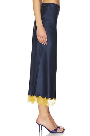 La Ligne Lace Slip Skirt in Navy