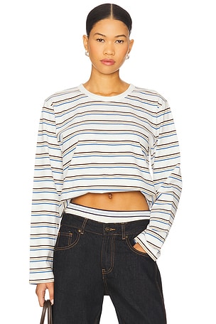 Multi Striped Long Sleeve Boyfriend Tee La Ligne