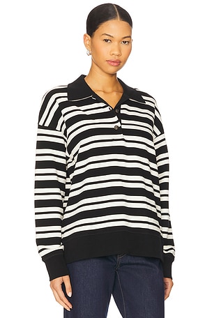 La Ligne Striped Howard Polo in Black,White