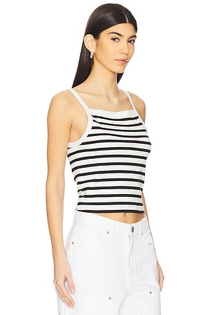 La Ligne Striped Cropped Tank in White