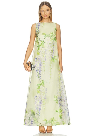 Yumei Embellished Open Back Gown LEO LIN