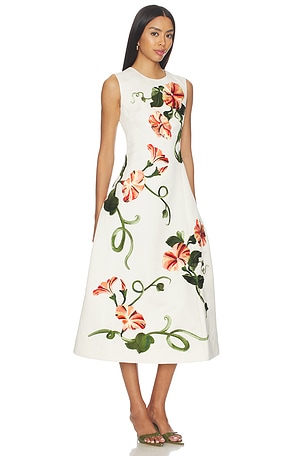 LEO LIN Cleo Applique Sleeveless Midi Dress in White