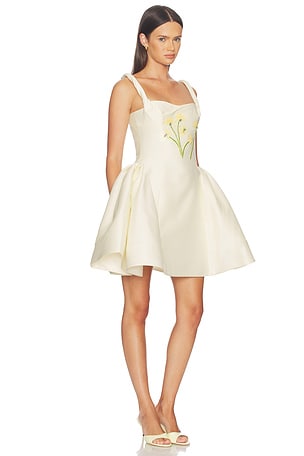 LEO LIN Ariel Embellished Wool Mini Dress in White