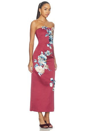 LEO LIN Rayna Embroidered Maxi Dress in Burgundy