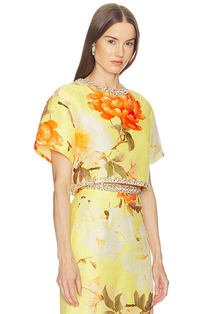 LEO LIN Indie Embellished Sleeve Top in Yellow