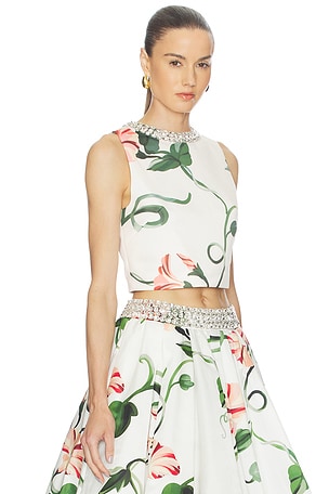 LEO LIN Iris Embellished Top in White