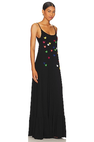 Lauren Moshi Beatrix Mini Butterflies Maxi Dress in Black