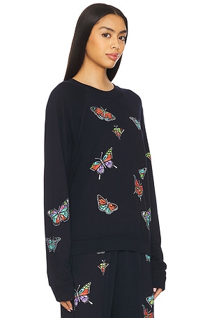 Lauren Moshi Anela Vintage Butterflies Pullover in Navy