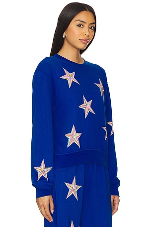 Lauren Moshi Spalding Color Pinwheel Stars Crop Pullover in Royal
