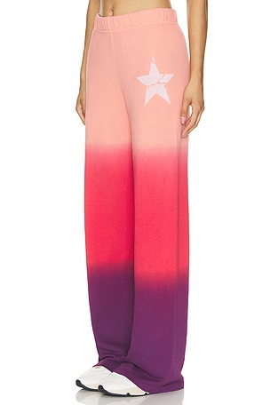 Lauren Moshi Martina Cracked Star Wide Leg Pant in Pink