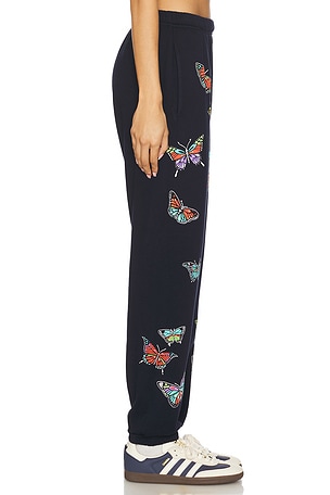 Lauren Moshi Chantria Vintage Butterflies Sweatpant in Navy