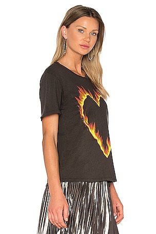 Lauren Moshi Croft Fire Heart Tee in Black