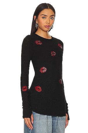Lauren Moshi Mckinley Thermal Tee in Black
