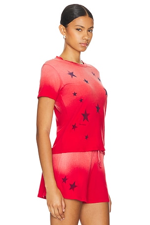 Lauren Moshi Ursula Short Sleeve Baby Tee Vintage Stars in Red